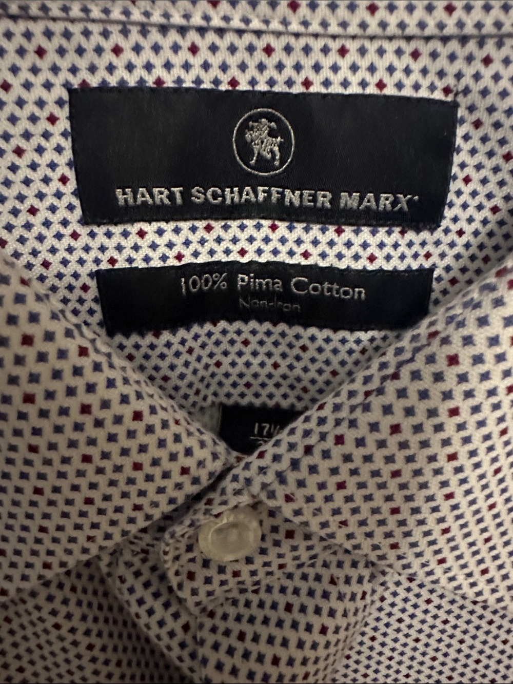 Hart Schaffner Marx White Shirt with Red and Blue Micro Print